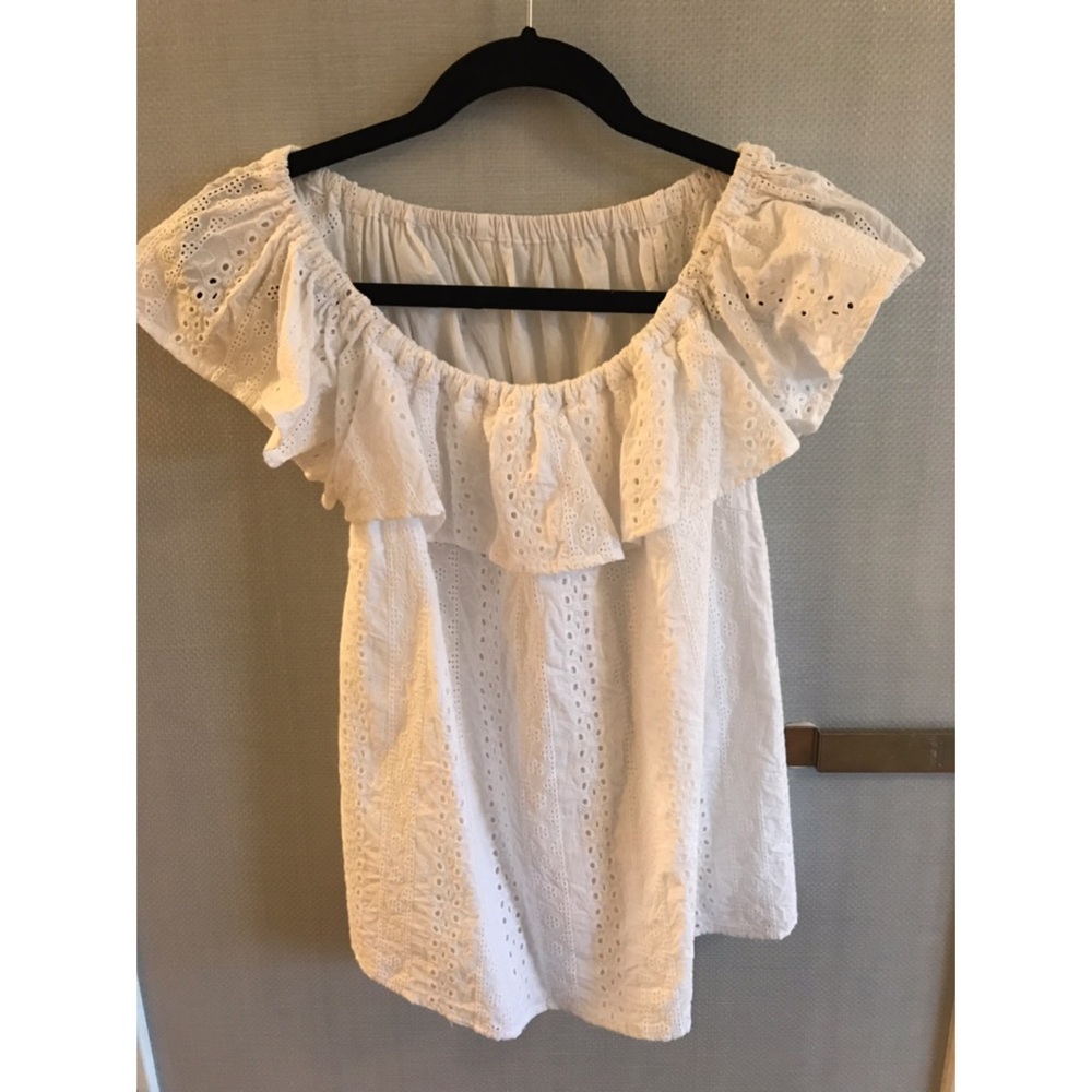 Anthropologie Off-the-Shoulder Eyelet Blouse